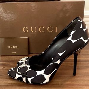 Gucci Animal Print Peep Toe Heels